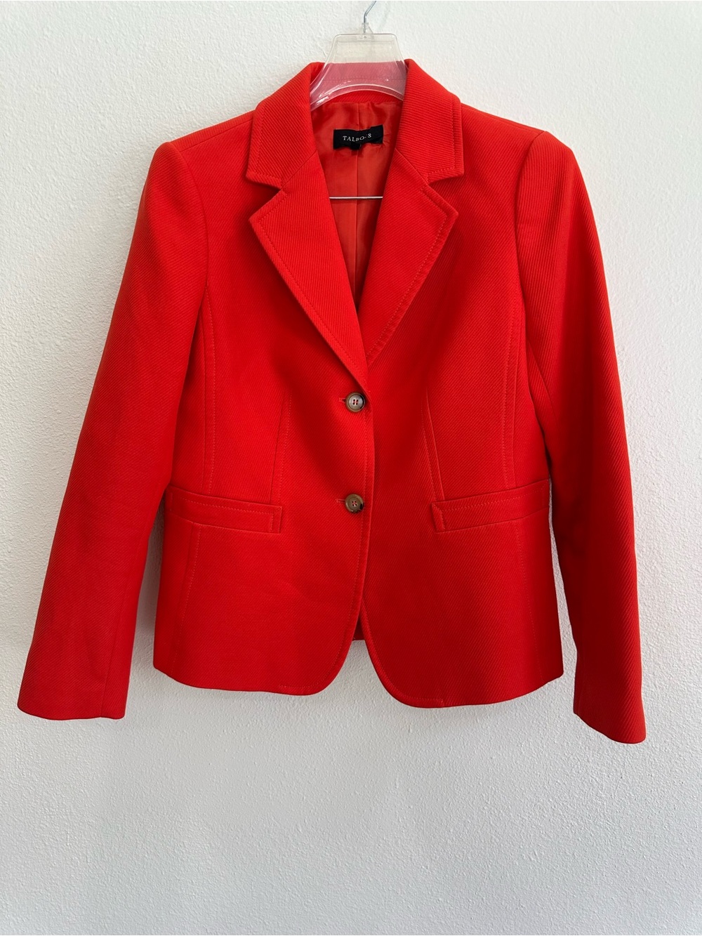 Talbots 100% Cotton Orange Classic Fitted Two-Button Blazer Size 10